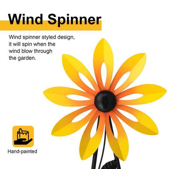 Glitzhome® 44" Metal Flower Wind Spinner Garden Stake